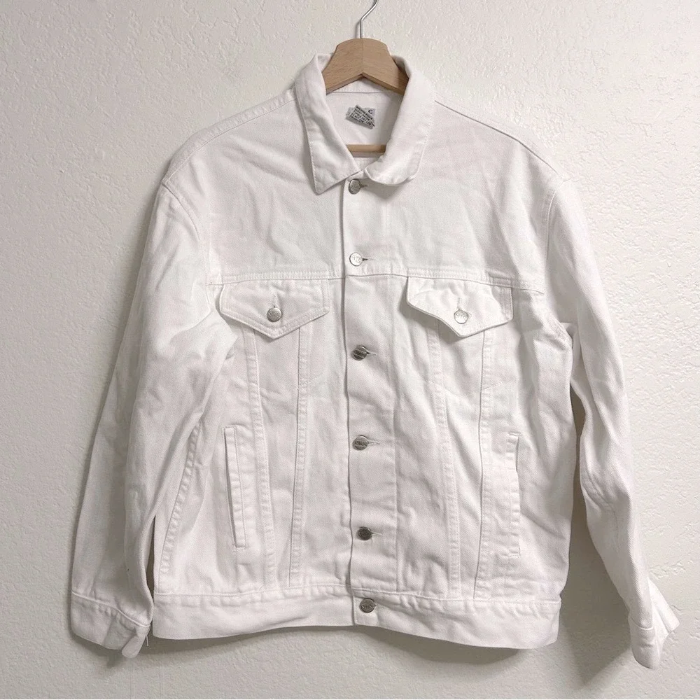 M.T.C White Denim Jacket Vintage 100% Cotton Trucker Size S‎